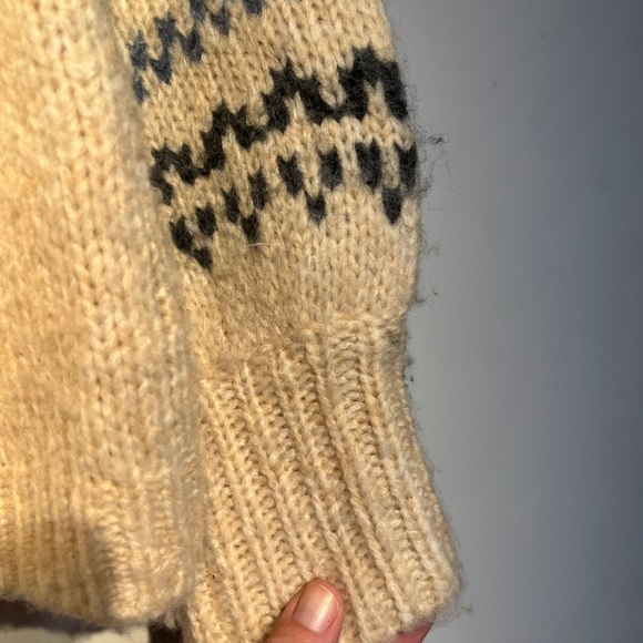 Madewell‎ Somervell Fair Isle Turtleneck Sweater XXS Oversized Cream Knit Crop - Picture 12 of 12